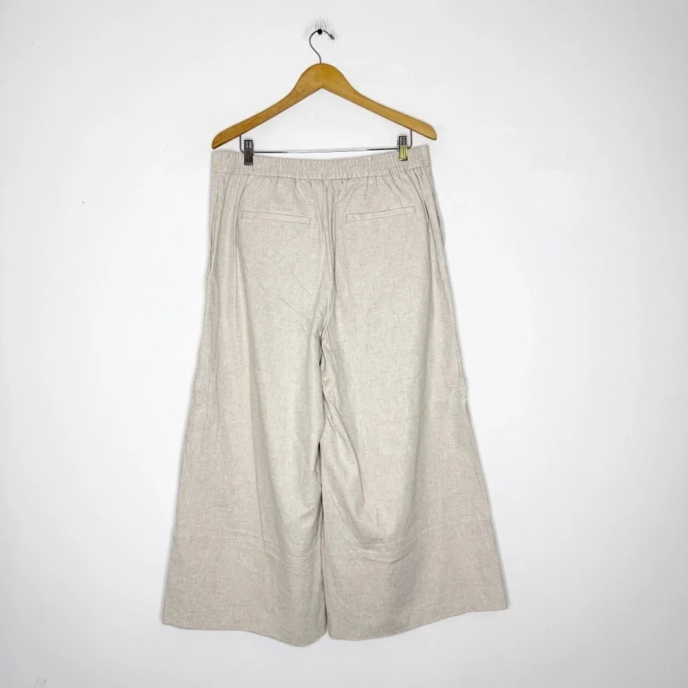 Banana Republic Linen Blend Oatmeal Wide Leg Pants – Size Large